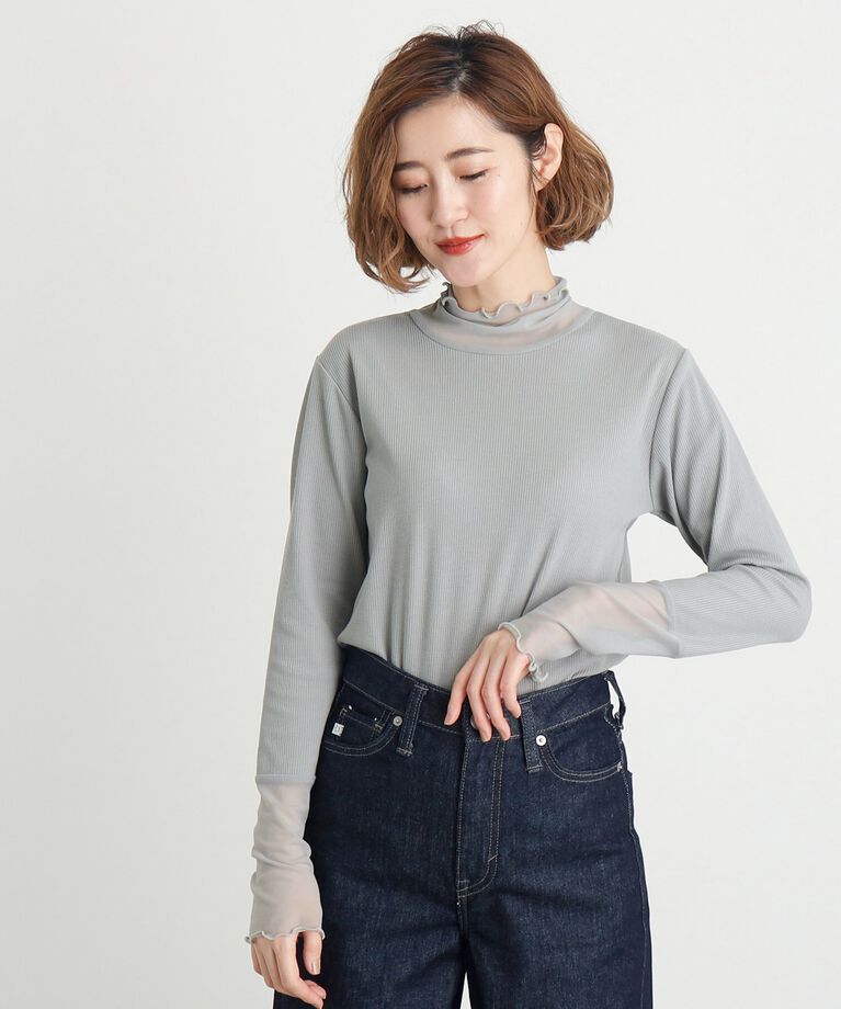 grove「シアー切替ハイネックプルオーバー」|Tシャツ・カットソー|