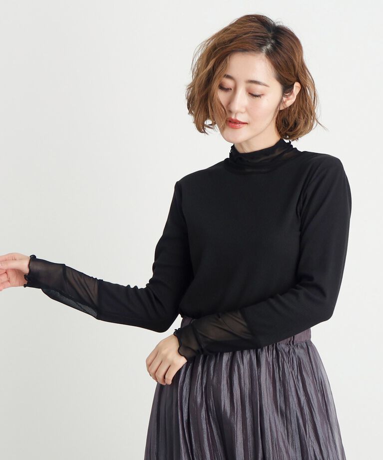 grove「シアー切替ハイネックプルオーバー」|Tシャツ・カットソー|