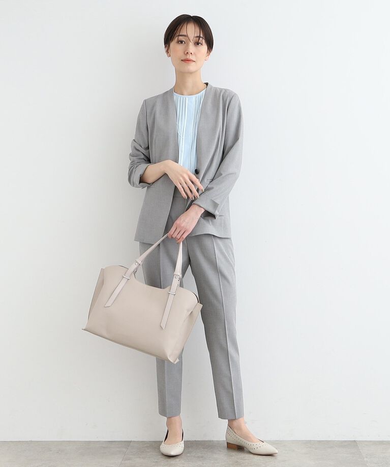 INDIVI「【洗える／UVケア／接触冷感／SETUP可能】千鳥柄ノーカラージャケット」|スーツ|