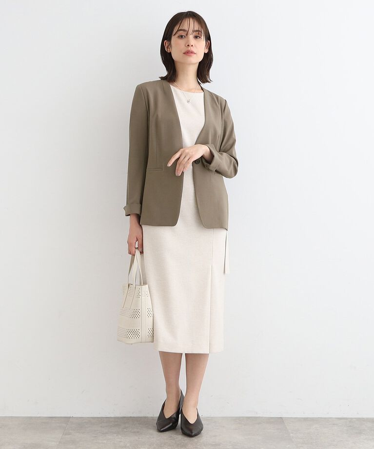 INDIVI「【洗える／UVケア／接触冷感／SETUP可能】千鳥柄ノーカラージャケット」|スーツ|