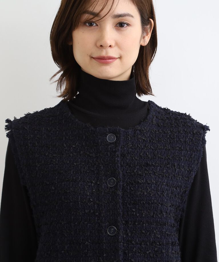 INDIVI「【洗える】ツイード風ニットベスト」|ベスト・ジレ|