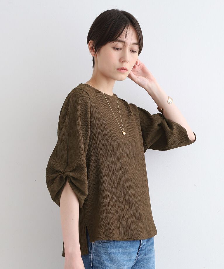INDIVI「【洗える／UVケア／凹凸素材】タックスリーブトップス」|Tシャツ・カットソー|