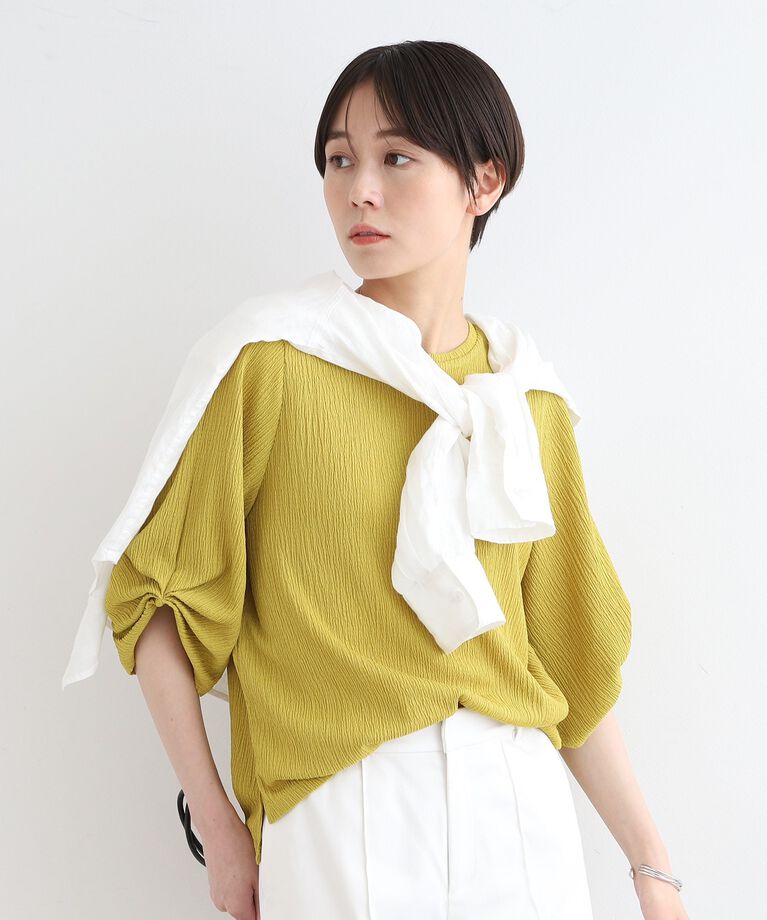 INDIVI「【洗える／UVケア／凹凸素材】タックスリーブトップス」|Tシャツ・カットソー|