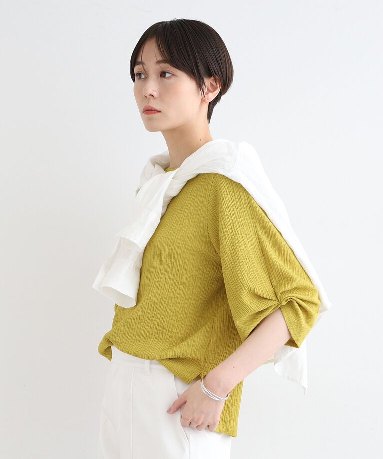 INDIVI「【洗える／UVケア／凹凸素材】タックスリーブトップス」|Tシャツ・カットソー|