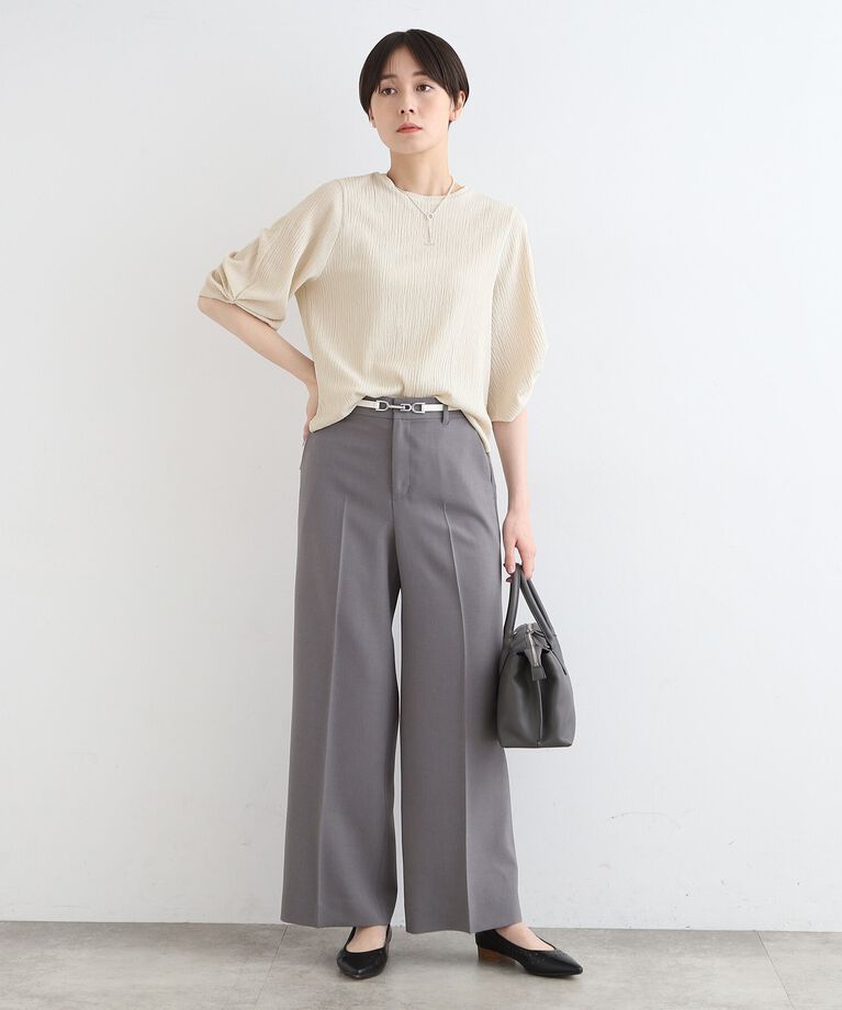 INDIVI「【洗える／UVケア／凹凸素材】タックスリーブトップス」|Tシャツ・カットソー|