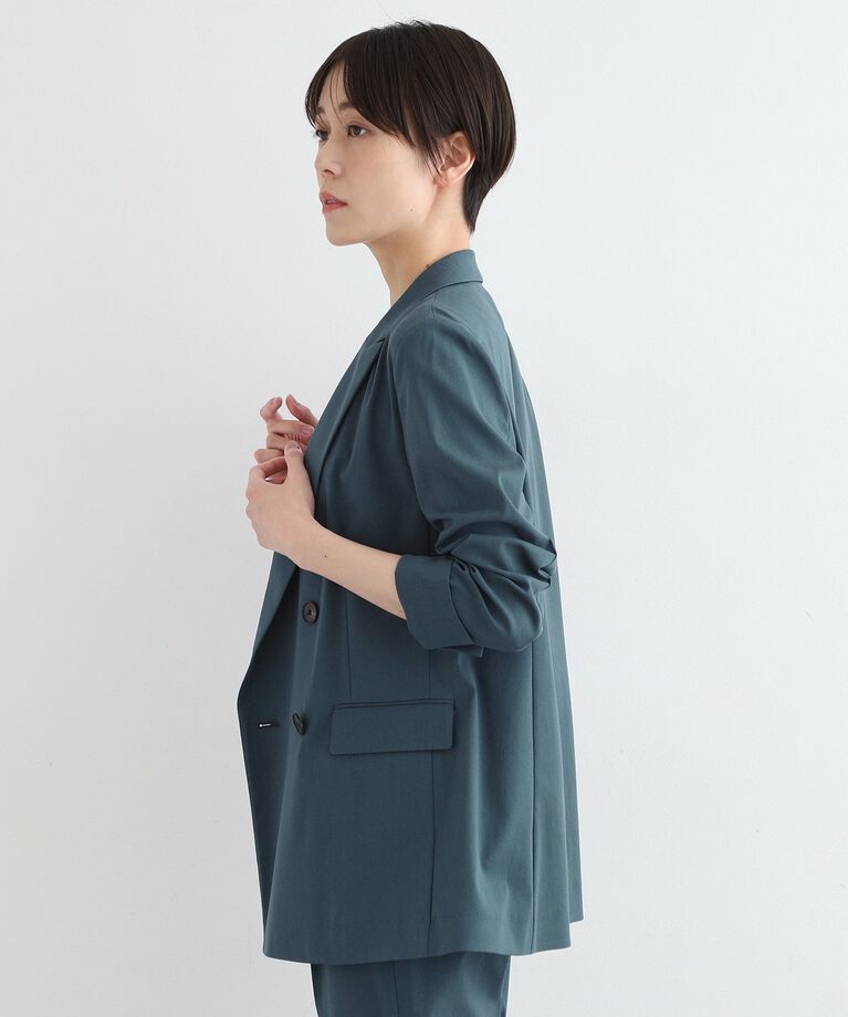 INDIVI「【洗える／UVケア／接触冷感／SETUP可能】麻混テーラードダブルジャケット」|スーツ|