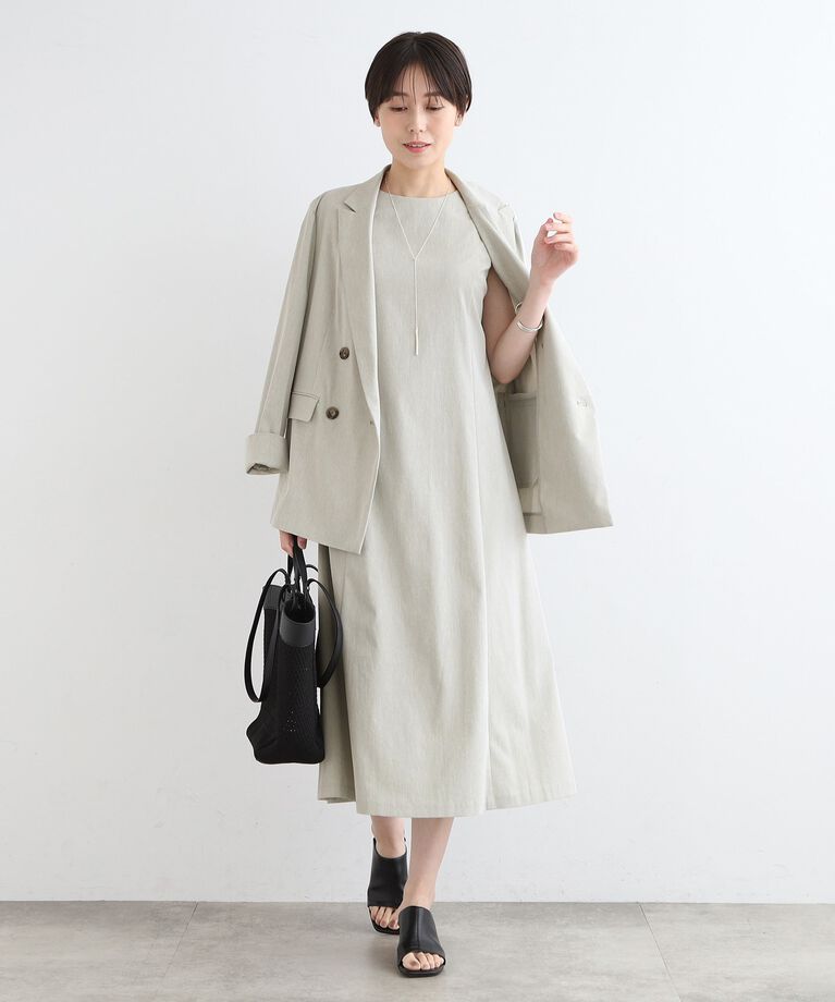 INDIVI「【洗える／UVケア／接触冷感／SETUP可能】麻混テーラードダブルジャケット」|スーツ|