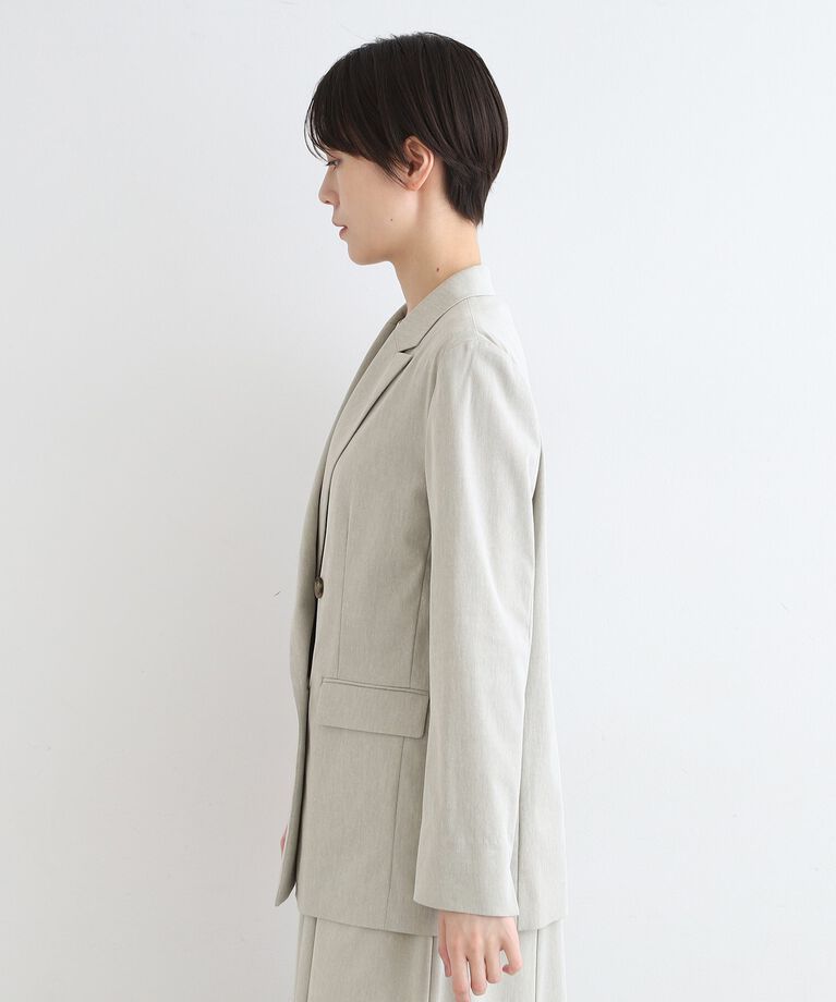 INDIVI「【洗える／UVケア／接触冷感／SETUP可能】麻混テーラードダブルジャケット」|スーツ|