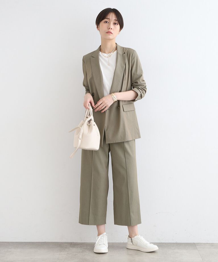 INDIVI「【洗える／UVケア／接触冷感／SETUP可能】麻混テーラードダブルジャケット」|スーツ|