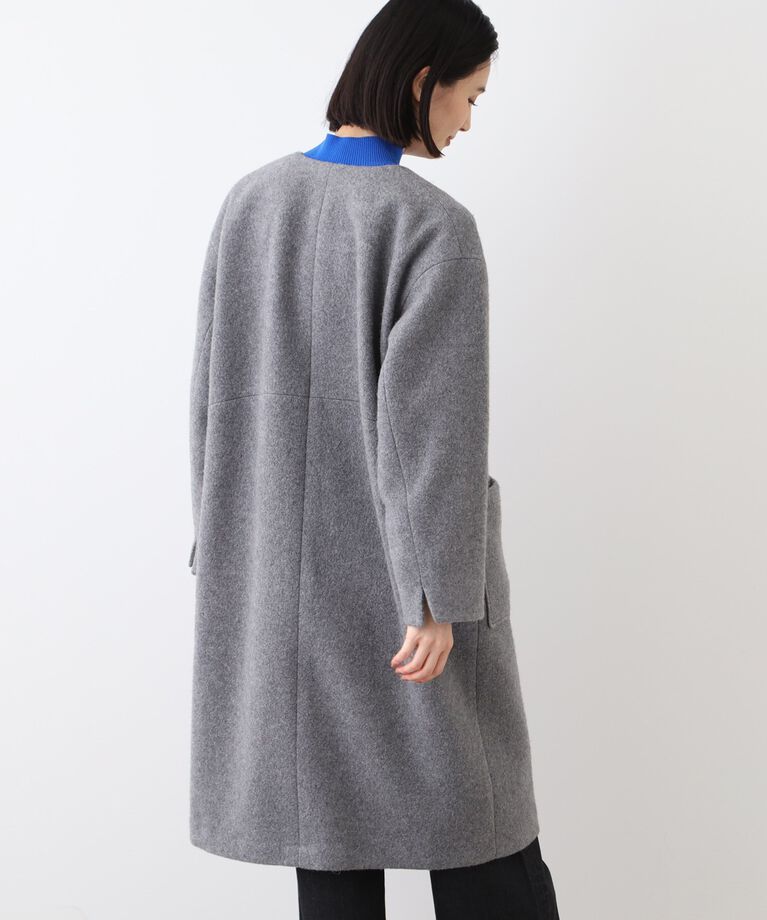 INDIVI「【日本製／カシミヤ混】ガウン風ロングコート」|ノーカラーコート|