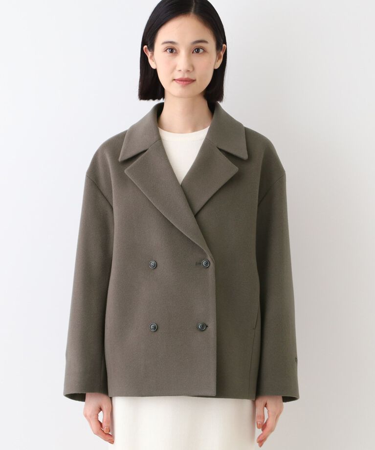 INDIVI「【日本製】ベルト付フォルムショートコート」|ピーコート|