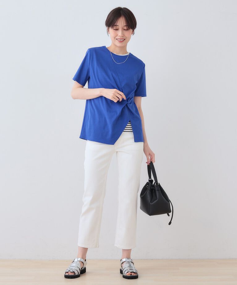 INDIVI「春SALE！【洗える】ねじりデザインTシャツ」|Tシャツ・カットソー|