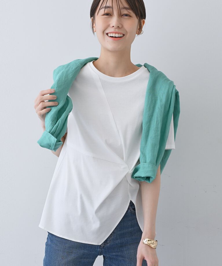INDIVI「春SALE！【洗える】ねじりデザインTシャツ」|Tシャツ・カットソー|オフホワイト(003