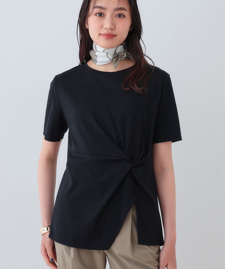 INDIVI「春SALE！【洗える】ねじりデザインTシャツ」|Tシャツ・カットソー|ブラック(019)
