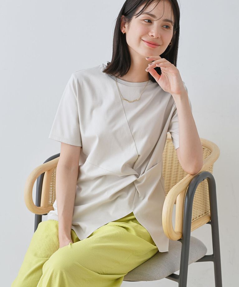 INDIVI「春SALE！【洗える】ねじりデザインTシャツ」|Tシャツ・カットソー|ベージュ(052)