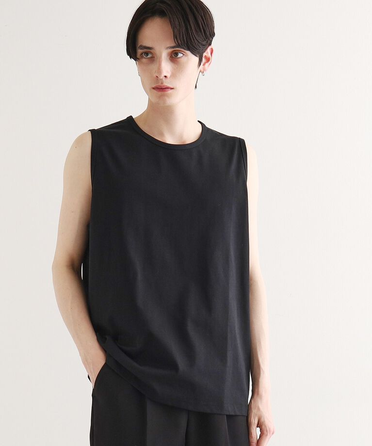 tk.TAKEO KIKUCHI「【接触冷感／UVカット／抗菌】フレンドリークールノースリーブカットソー」|Tシャツ・カットソー|ブラック(019)