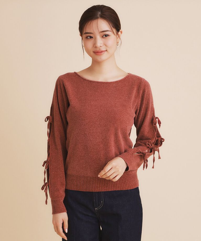 index「モールリボンスリーブニット【洗濯機洗い可】」|Tシャツ・カットソー|