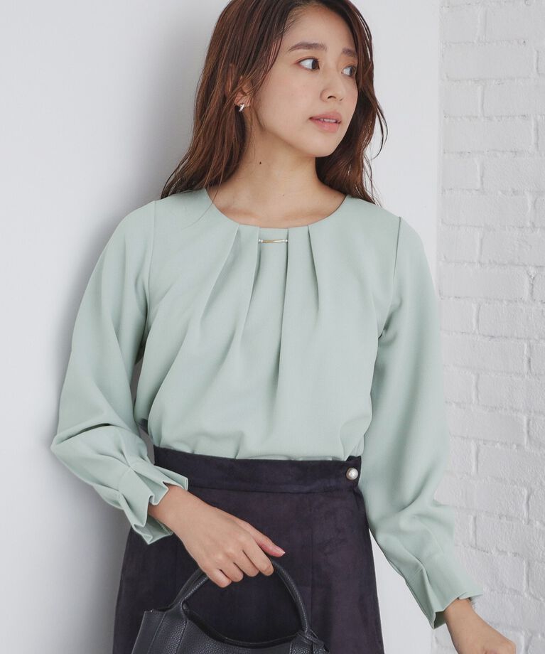 index「キャンディースリーブタックトップス【洗濯機洗い可/抗ピル/防シワ/ストレッチ】」|Tシャツ・カットソー|ﾐﾝﾄｸﾞﾘｰﾝ(021)