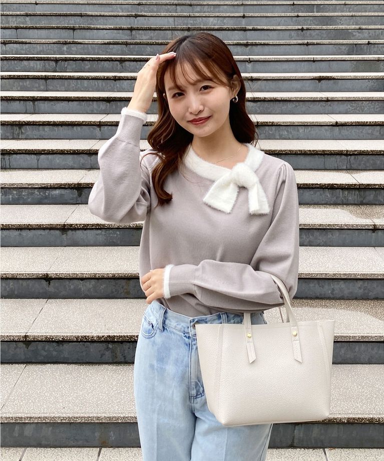 index「《6color/XS-LLsize》リボン取り外し2WAY フェザーリボンニット【洗濯機洗い可】」|ニット・セーター|