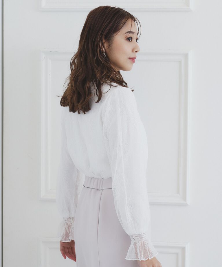 index「シャーリング総レーストップス【洗濯機洗い可】」|Tシャツ・カットソー|