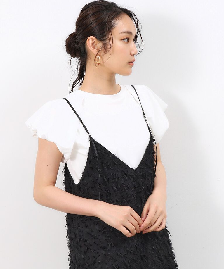 OPAQUE.CLIP「《美人百花掲載》バルーンスリーブカットソー【洗濯機洗い可】」|Tシャツ・カットソー|ホワイト(001)