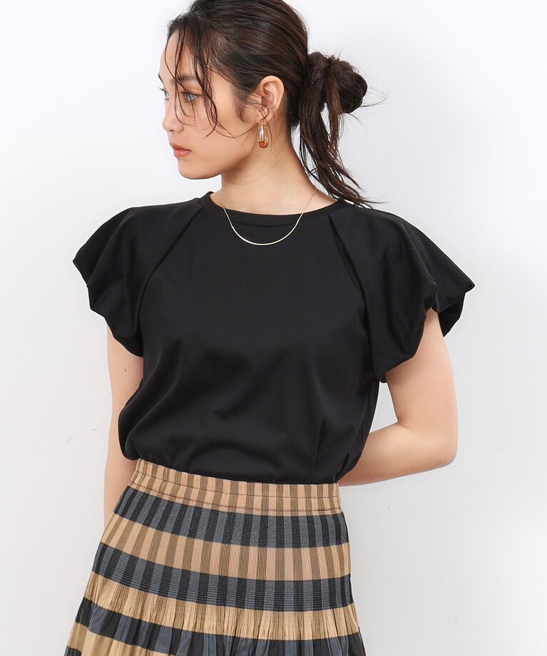OPAQUE.CLIP「《美人百花掲載》バルーンスリーブカットソー【洗濯機洗い可】」|Tシャツ・カットソー|ブラック(019)