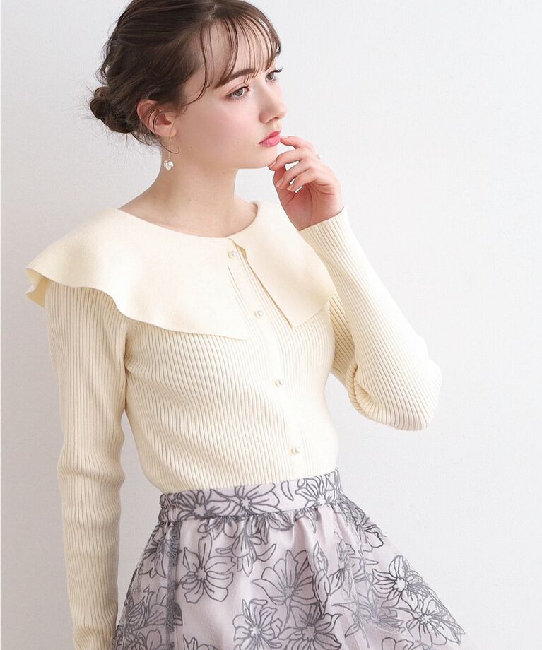 Couture broach「【2024春新作】【前後2WAY】ビッグカラーニット」|ニット・セーター|