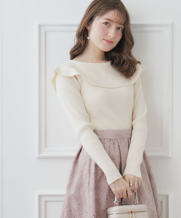 Couture broach「【2024春新作】【前後2WAY】ビッグカラーニット」|ニット・セーター|