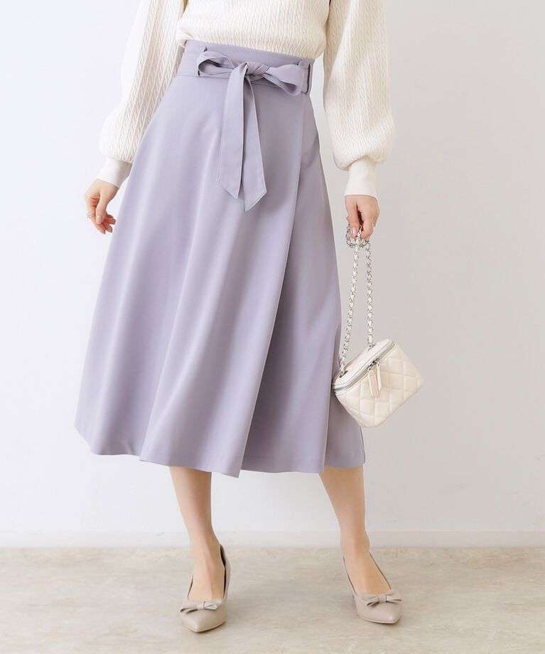 Couture broach「【きれいめ・美脚効果・通勤】ネオシャンブルラップ風スカート」|スカート|サックスブルー(09