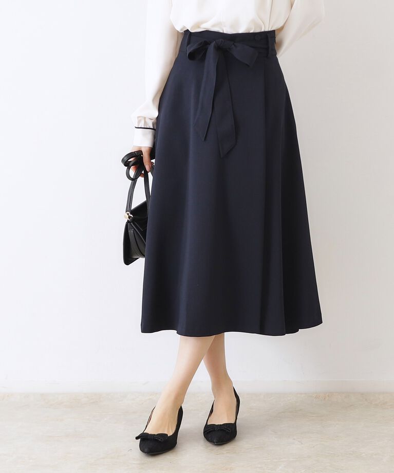 Couture broach「【きれいめ・美脚効果・通勤】ネオシャンブルラップ風スカート」|スカート|ネイビー(094)