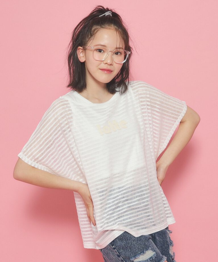 PINK-latte「【2点SET】シアーボーダーTシャツ＋インナータンクセットアイテム」|その他|