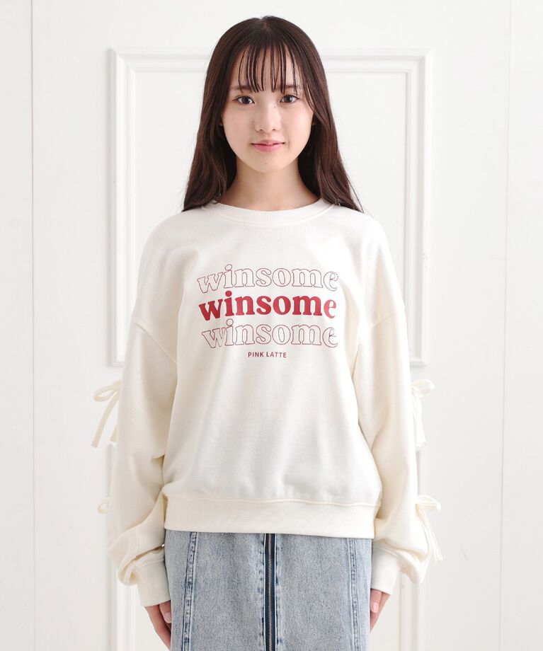 PINK-latte「ミニ裏毛リボンプルオーバー」|Tシャツ・カットソー|