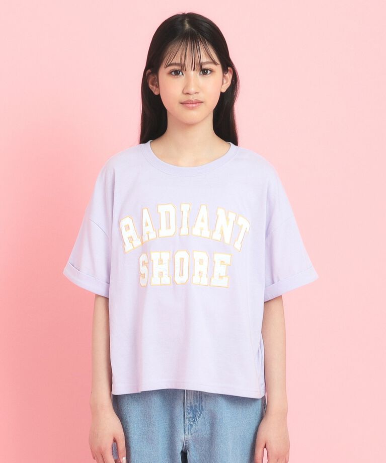 PINK-latte「サテンアップリケカレッジTシャツ」|Tシャツ・カットソー|