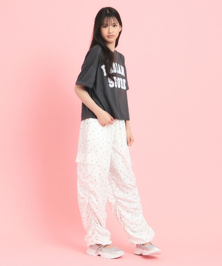 PINK-latte「サテンアップリケカレッジTシャツ」|Tシャツ・カットソー|