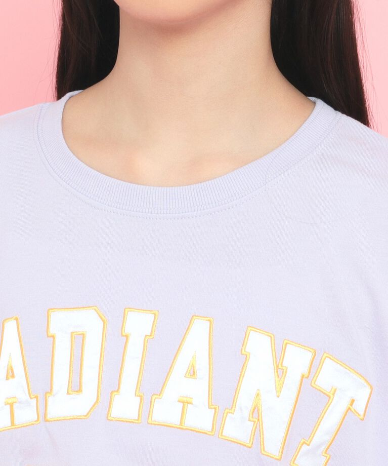 PINK-latte「サテンアップリケカレッジTシャツ」|Tシャツ・カットソー|