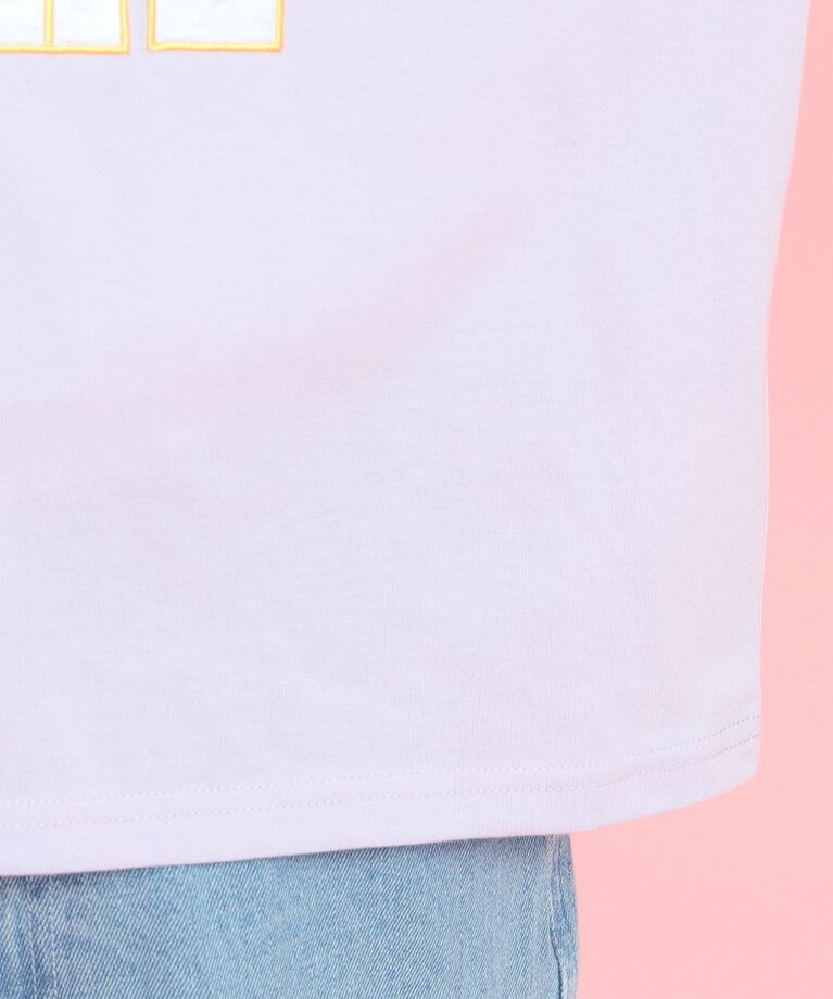 PINK-latte「サテンアップリケカレッジTシャツ」|Tシャツ・カットソー|