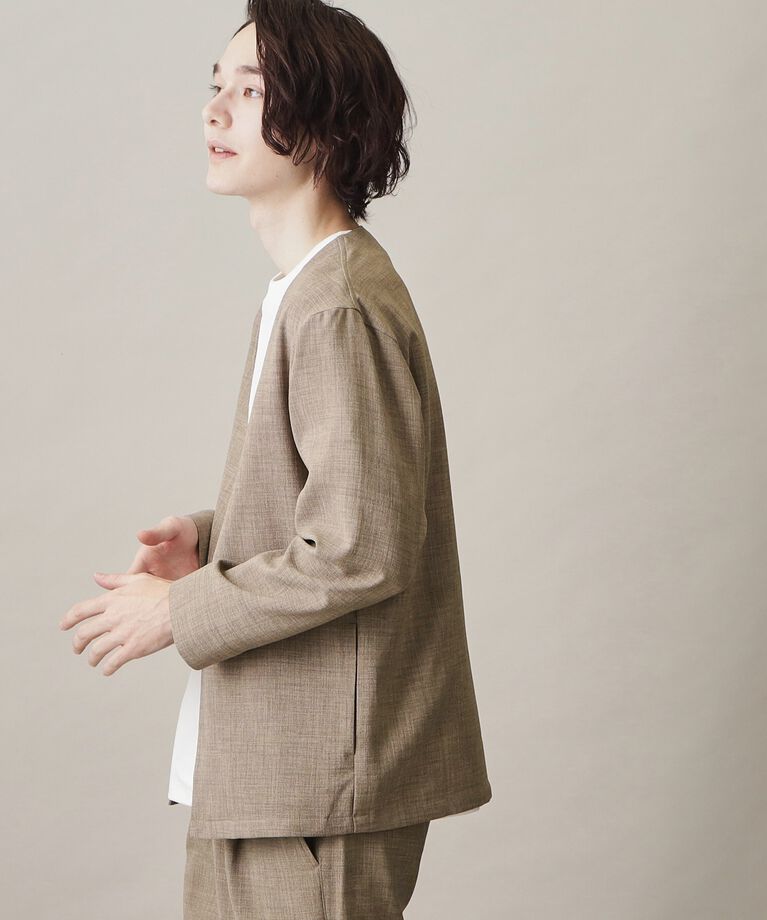 THE SHOP TK「【セットアップ可／ドライタッチ】Reflax（R） リネンライクノーカラーカーディガン」|テーラードジャケット|