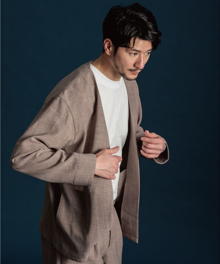 THE SHOP TK「【セットアップ可／ドライタッチ】Reflax（R） リネンライクノーカラーカーディガン」|テーラードジャケット|