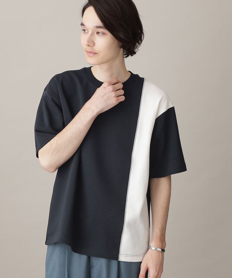 THE SHOP TK「フェザーダンボール切替えTシャツ」|Tシャツ・カットソー|ネイビー(594)