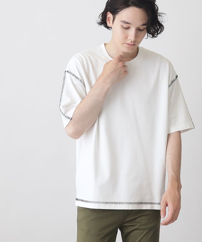 THE SHOP TK「冷感ポンチステッチTシャツ 接触冷感／リラックスシルエット」|Tシャツ・カットソー|オフホワイト(003