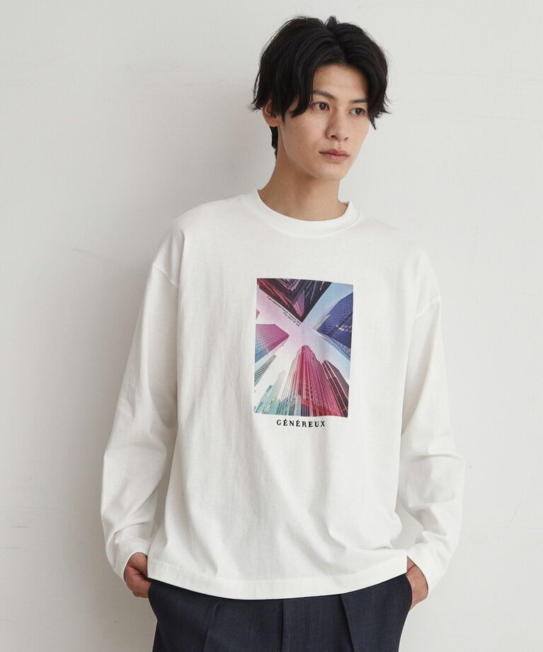 THE SHOP TK「【6色展開】Parisフォト／ロゴ長袖Tシャツ」|Tシャツ・カットソー|オフホワイト(003