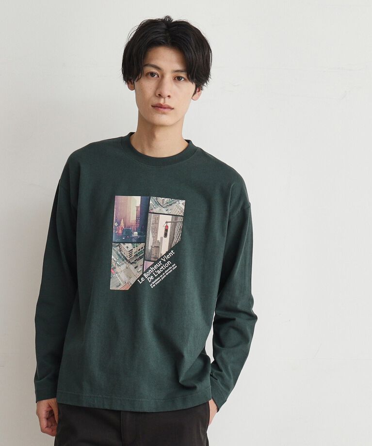 THE SHOP TK「【6色展開】Parisフォト／ロゴ長袖Tシャツ」|Tシャツ・カットソー|グリーン(424)