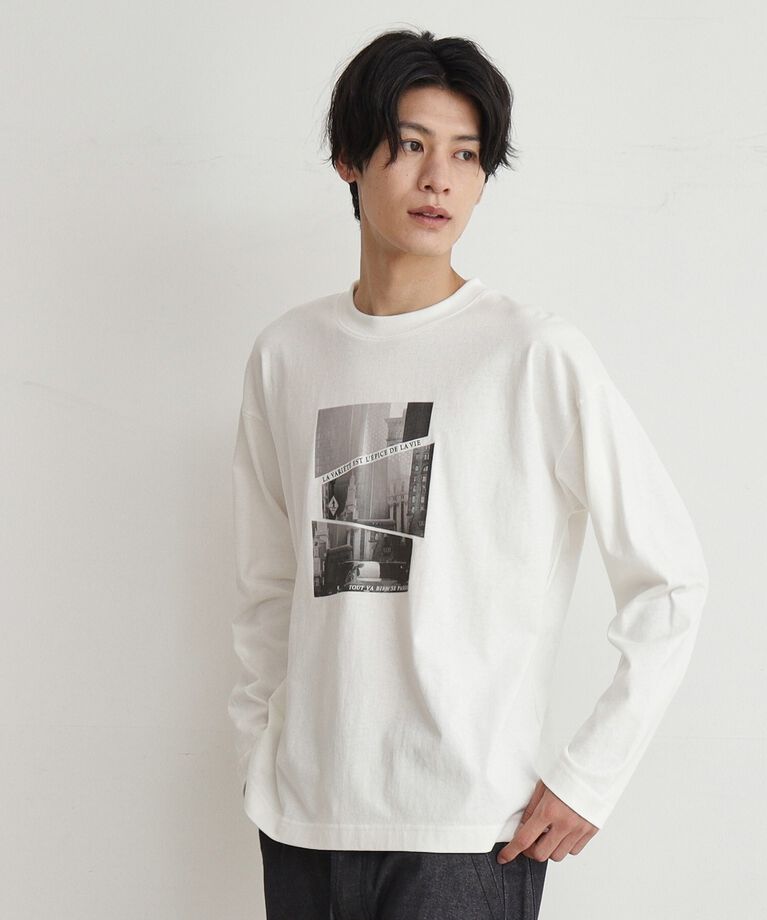 THE SHOP TK「【6色展開】Parisフォト／ロゴ長袖Tシャツ」|Tシャツ・カットソー|オフホワイト(803