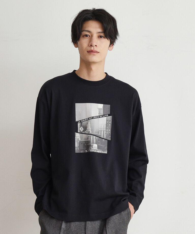 THE SHOP TK「【6色展開】Parisフォト／ロゴ長袖Tシャツ」|Tシャツ・カットソー|ブラック(819)