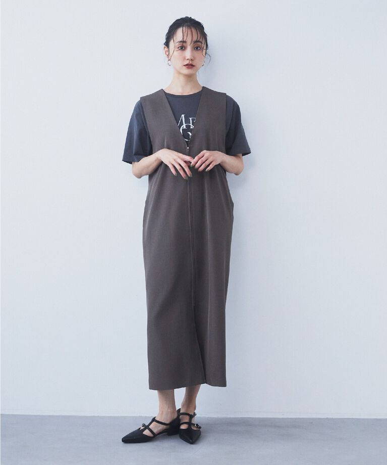 THE SHOP TK「【ワンピースにジレにスタイル変化】フロントZIPジャスカ/洗える」|ワンピース|