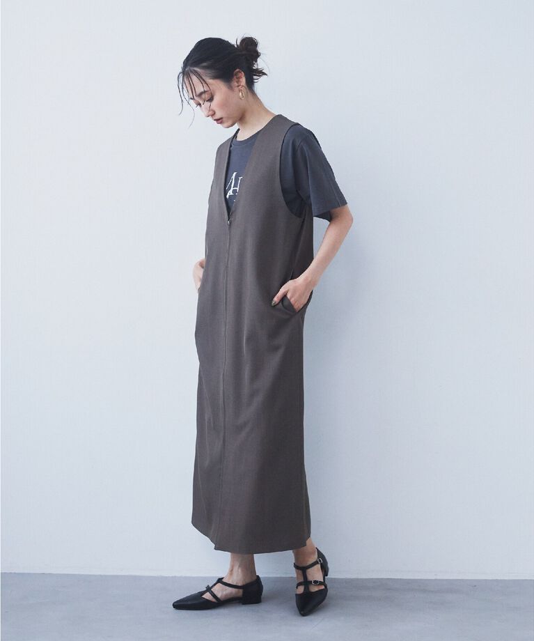 THE SHOP TK「【ワンピースにジレにスタイル変化】フロントZIPジャスカ/洗える」|ワンピース|
