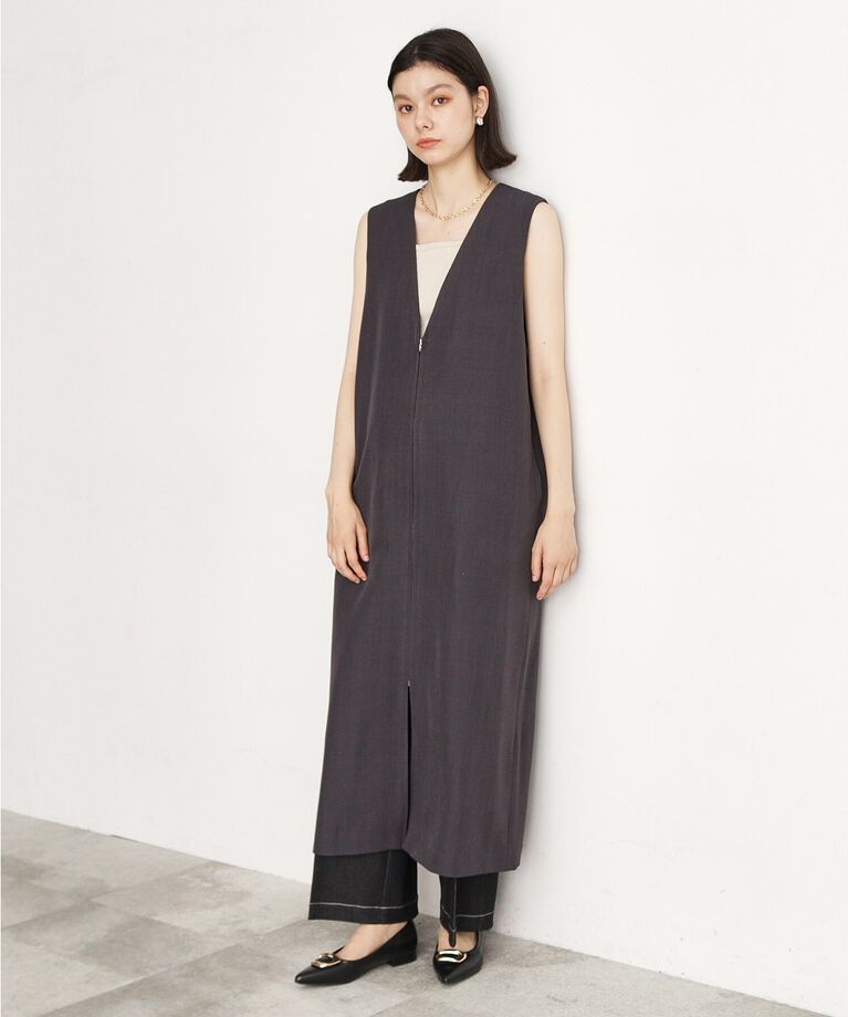 THE SHOP TK「【ワンピースにジレにスタイル変化】フロントZIPジャスカ/洗える」|ワンピース|