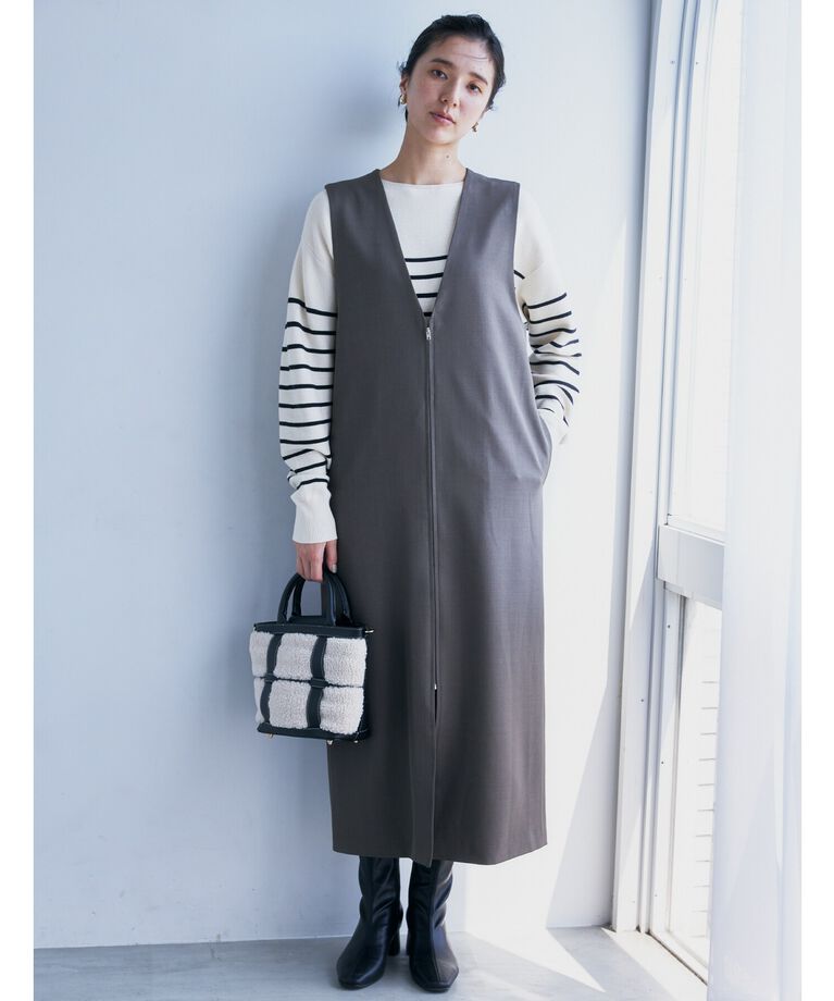 THE SHOP TK「【ワンピースにジレにスタイル変化】フロントZIPジャスカ/洗える」|ワンピース|