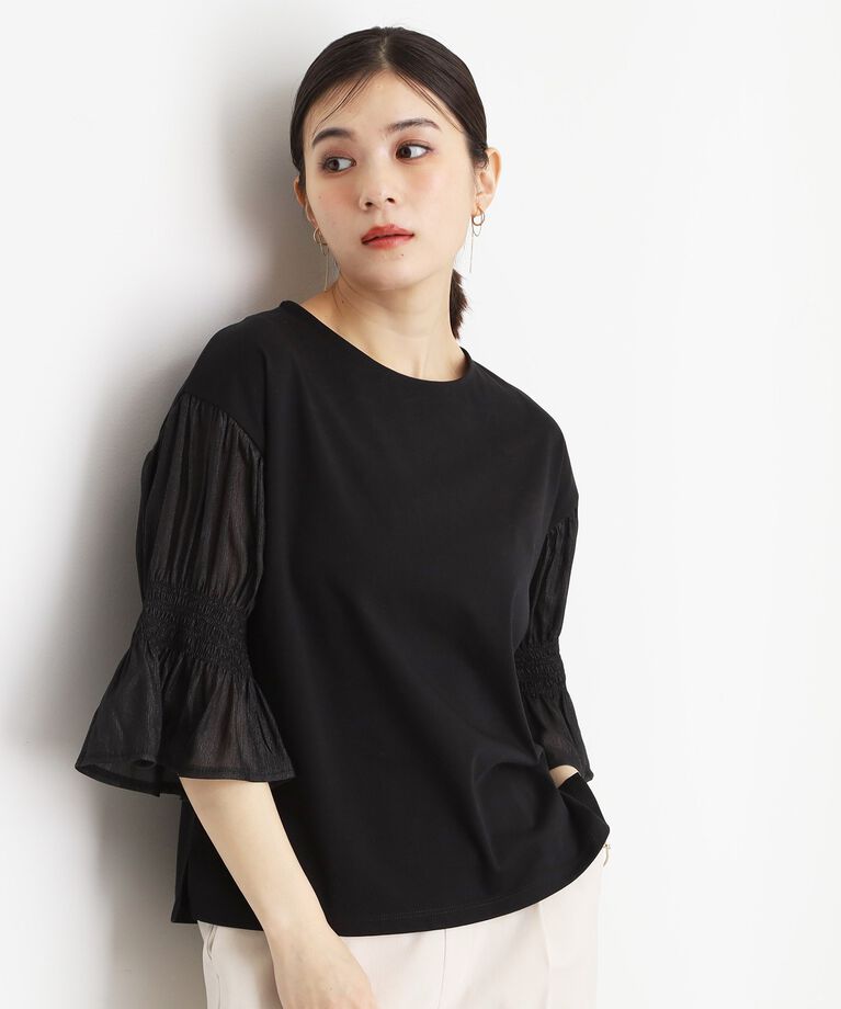 THE SHOP TK「袖シャーリングシアープルオーバー【洗濯機OK】」|Tシャツ・カットソー|
