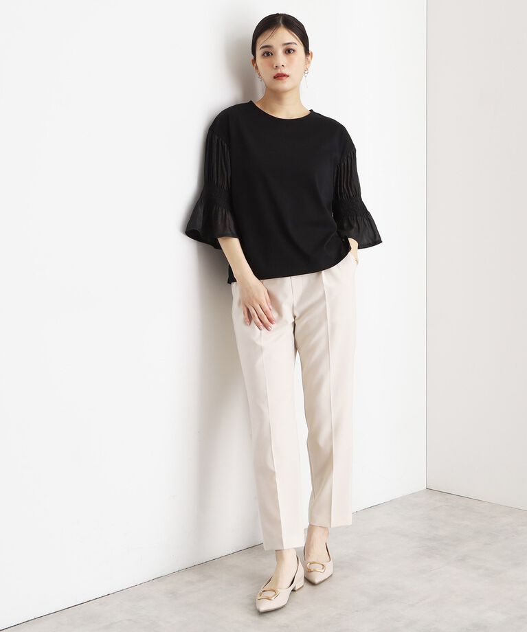 THE SHOP TK「袖シャーリングシアープルオーバー【洗濯機OK】」|Tシャツ・カットソー|